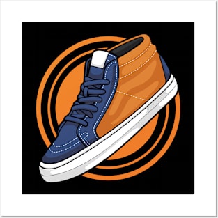 Skate Grosso Mid Navy Orange Sneaker Posters and Art